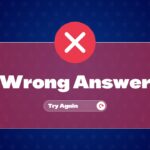 Wrong Answer Feedback Slide - Red warning message with retry button encouraging continued quiz participation