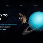 Voyager 2 Journey Template - Spacecraft image with Uranus and interplanetary mission milestones