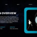 Voyager 2 Mission Overview Template - Two-column layout with NASA spacecraft details and mission facts