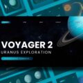 Plantilla de exploración de Urano de Voyager 2: diapositiva de portada con temática espacial y el planeta Urano con anillos.