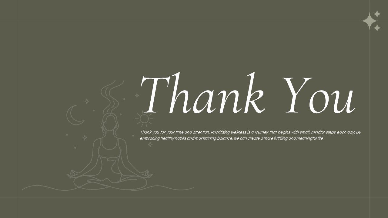 Wellness Thank You - Elegant conclusion with mindful journey message and wellness symbol line art