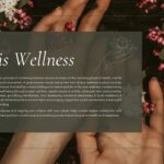 Wellness Definition - Hands holding white flowers against dark florals with transparent text overlay