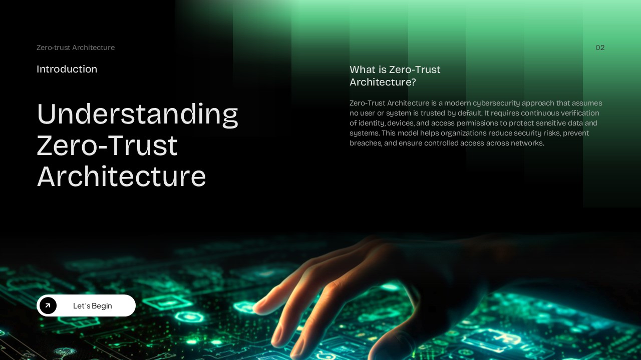 Zero Trust Architecture template - introduction slide to explain basic concepts and begin security presentations