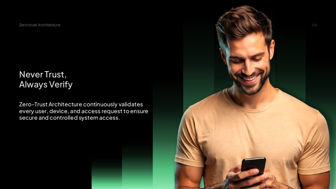 Zero Trust Architecture template - verification principle slide to emphasize continuous security validation