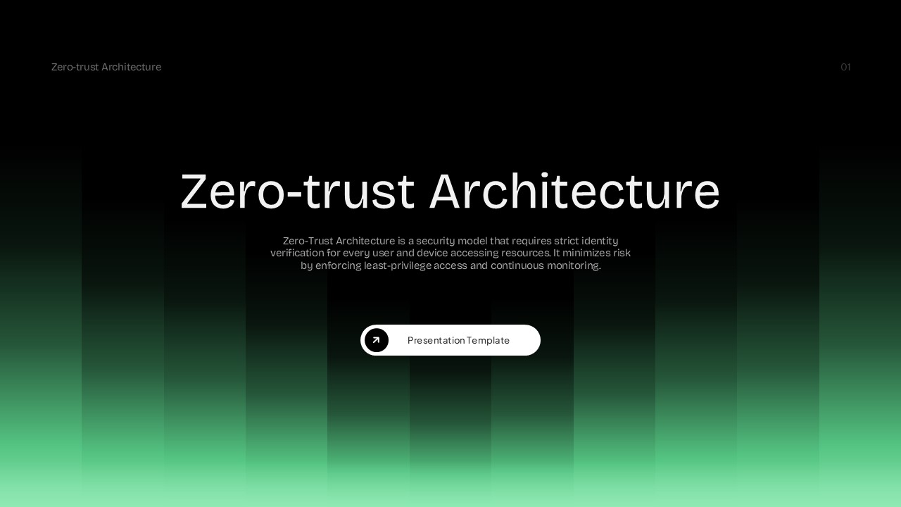 Zero Trust Architecture template - professional title slide to introduce cybersecurity presentations