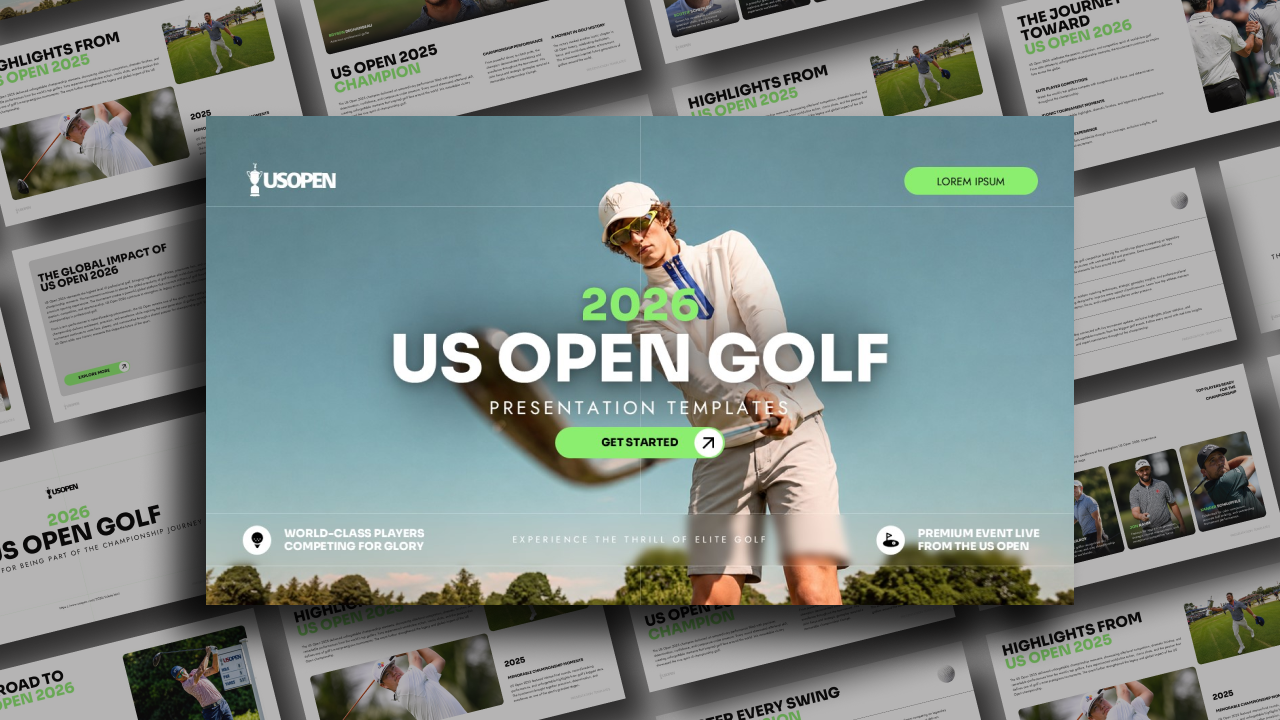US Open Golf 2026 Template - Complete slide deck preview