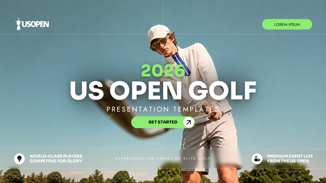 US Open Golf 2026 Template - Cover slide with female golfer