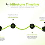 4 Milestone Timeline Template - Light theme with green wavy connector line