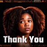 African American Thank You Template - Elegant closing slide with portrait and golden borders completing presentation journey