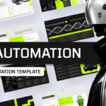 AI Automation Template - Professional presentation cover with futuristic robot design for technology presentations