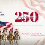 America 250 Poster Template - Statue of Liberty stands proudly beside bold anniversary text with Revolutionary War imagery