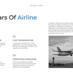 American Airlines Template - success slide with numbered list of four pillars and aircraft takeoff image