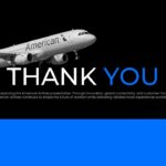 American Airlines Template - thank you slide with black background, large aircraft image, and closing text