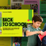 Back to School Template - Dynamic cover slide to introduce educational presentations with vibrant design
