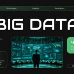 Big Data PowerPoint Template - Title slide with navigation menu and key statistics on black background