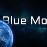 Blue Moon Template - Title slide with starfield background, blue moon image and main heading text layout