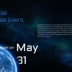 Blue Moon Template - May 31 event slide with large date display, moon image and mountainous landscape