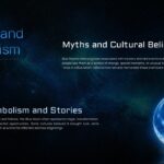Blue Moon Template - Cultural slide with dual moon images, forest treeline, Symbolism and Stories text content