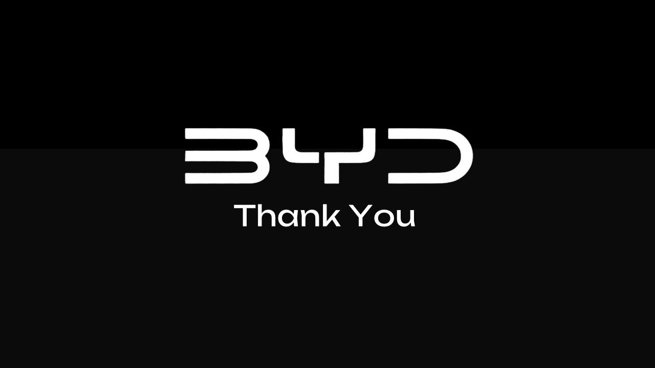 BYD Thank You - Minimalist closing slide with logo