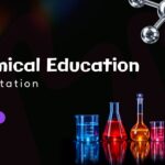 Chemical Education Presentation - Elegant title slide with illuminated lab equipment and molecular design elements