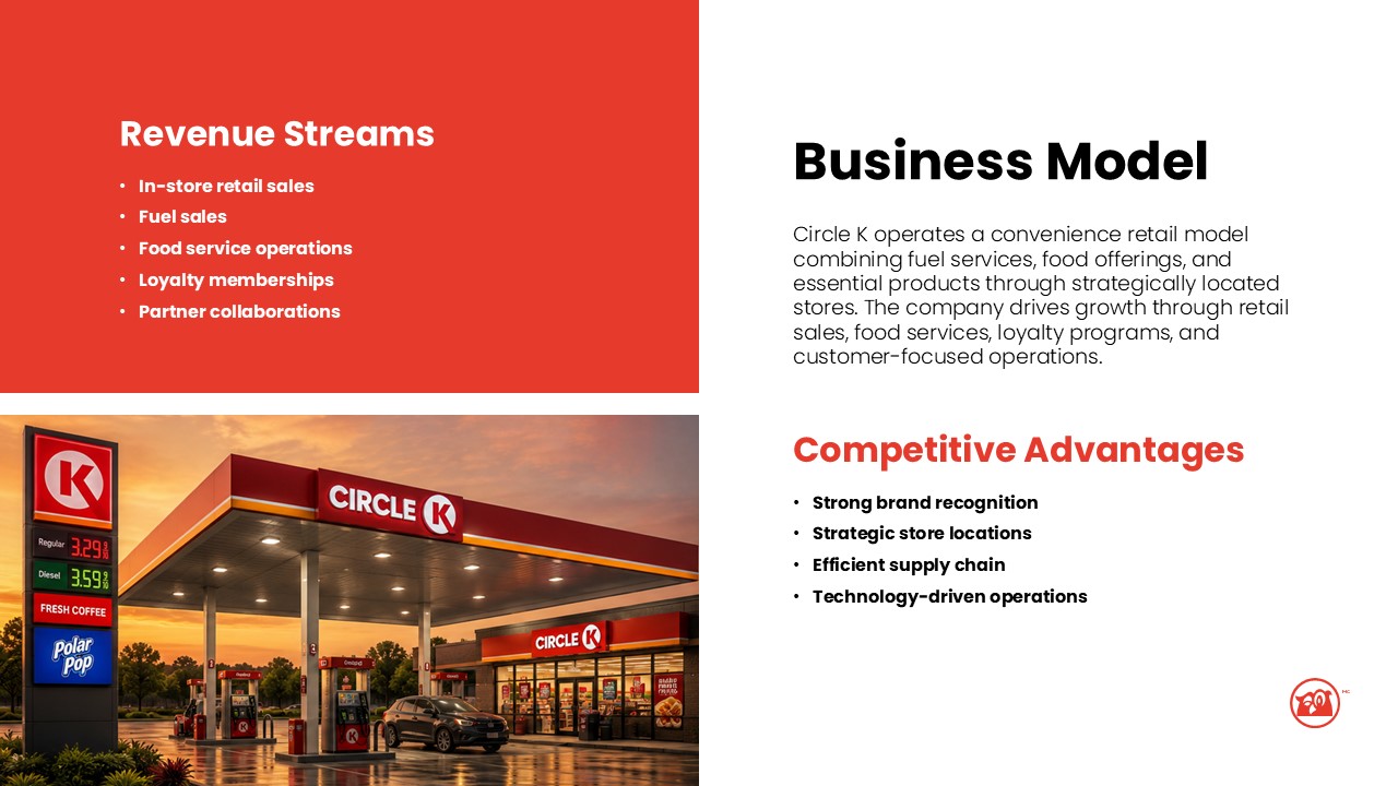 Circle K Business Model Template - Strategy layout with gas station sunset