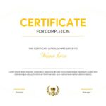 Completion Certificate Google Slides PowerPoint Template - light background version with classical gold ornamental design
