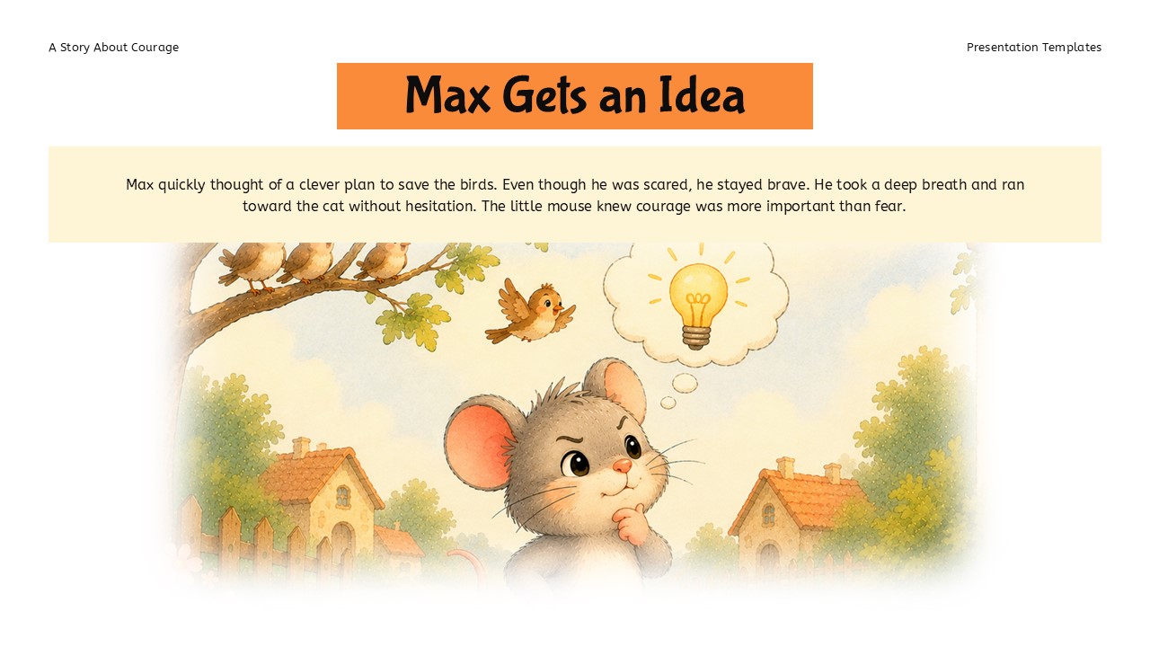 Courage Storyboard - Max gets idea with lightbulb thought bubble