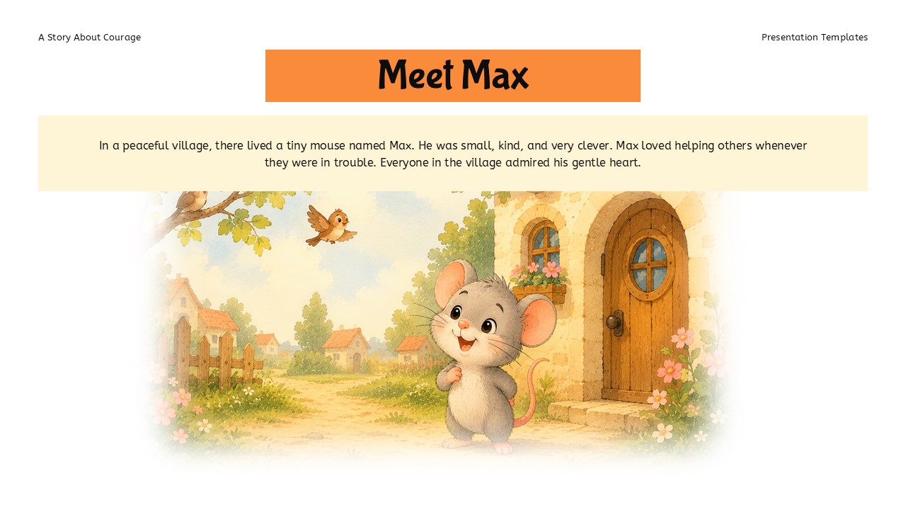 Courage Template - Meet Max character introduction slide