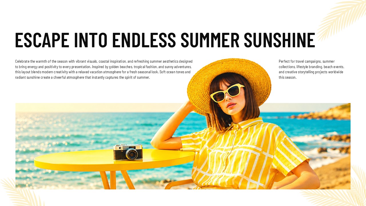 Endless Sunshine Template - hero slide with woman by ocean