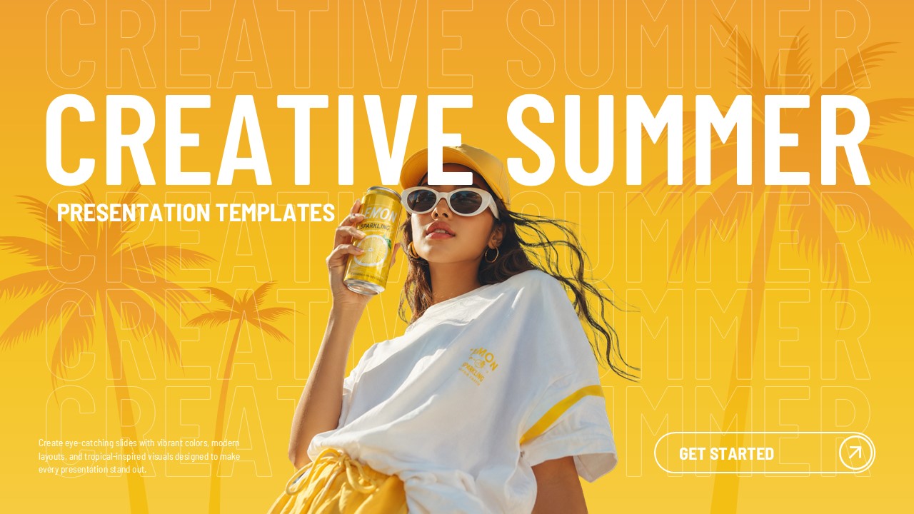 Creative Summer Template - title slide with get started button