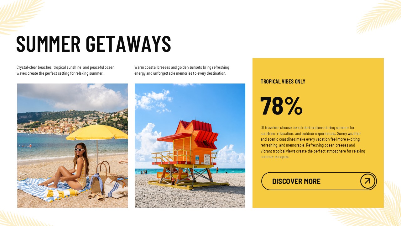 Summer Getaways Template - beach photos with statistics block