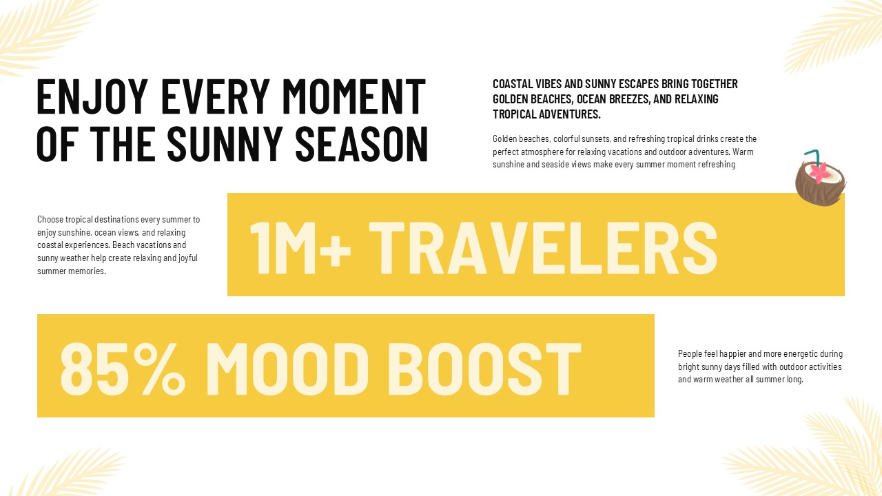 Sunny Season Template - data presentation with yellow text blocks