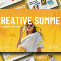 Creative Summer Template - cover slide with woman and orange background