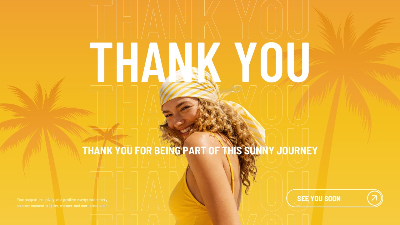 Thank You Template - closing slide with woman on orange background