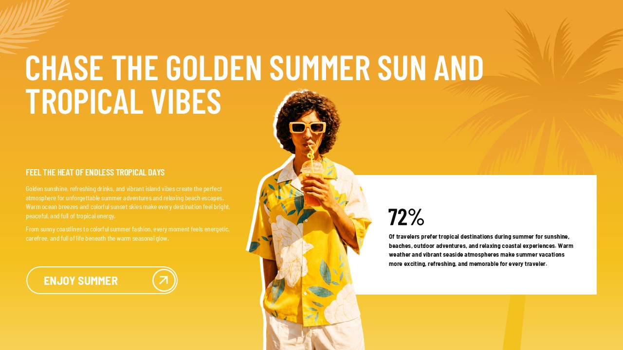 Tropical Vibes Template - orange background with 72% statistic
