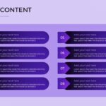Table of Contents Google Slides Template - Light lavender design with 8 purple arrow banners guiding content flow