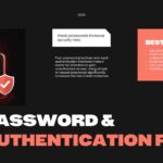 Password Security Template - 3D lock graphic with authentication fields and best practices checklist