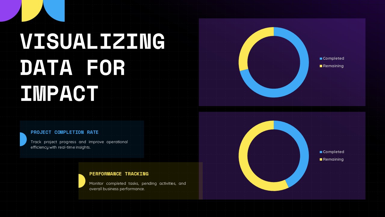 Data Visualization Template - Project completion donut charts visualization