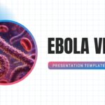 Ebola Virus Template - title slide with main heading and circular 3D virus structure on gradient background