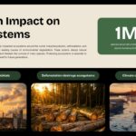 Ecosystem Education Template - human impact slide with factory, deforestation, climate images and 1M species statistic