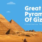 Great Pyramid Template - Clean title slide showcasing three pyramids panorama with camel figure against blue cloudy sky