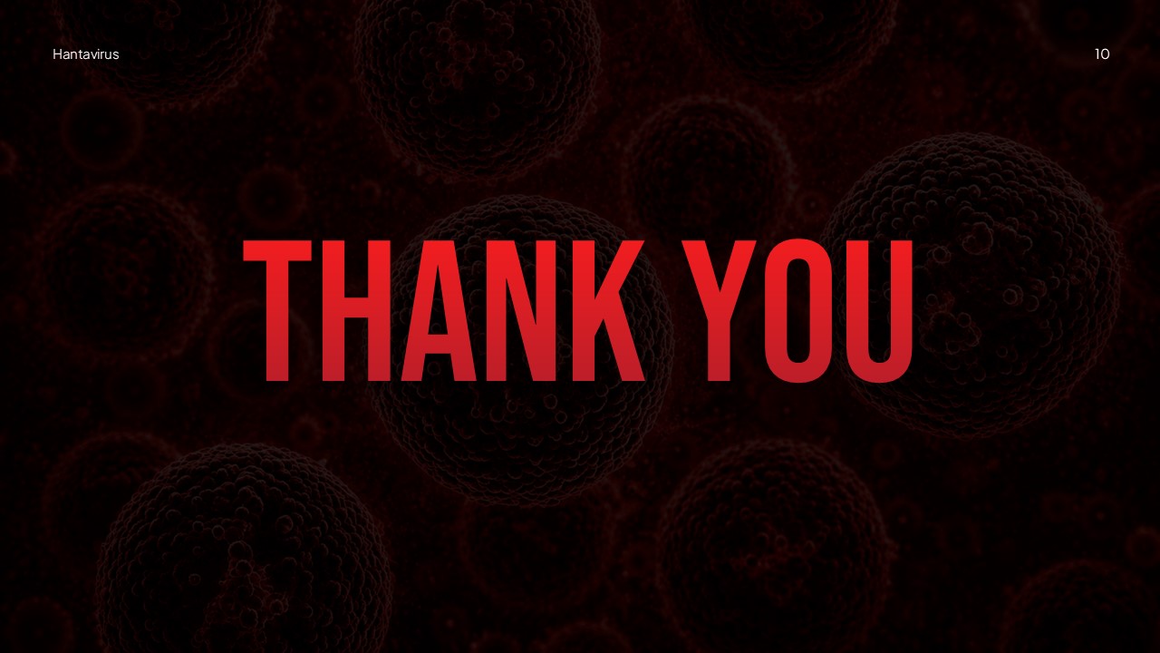Hantavirus presentation thank you slide red text dark background