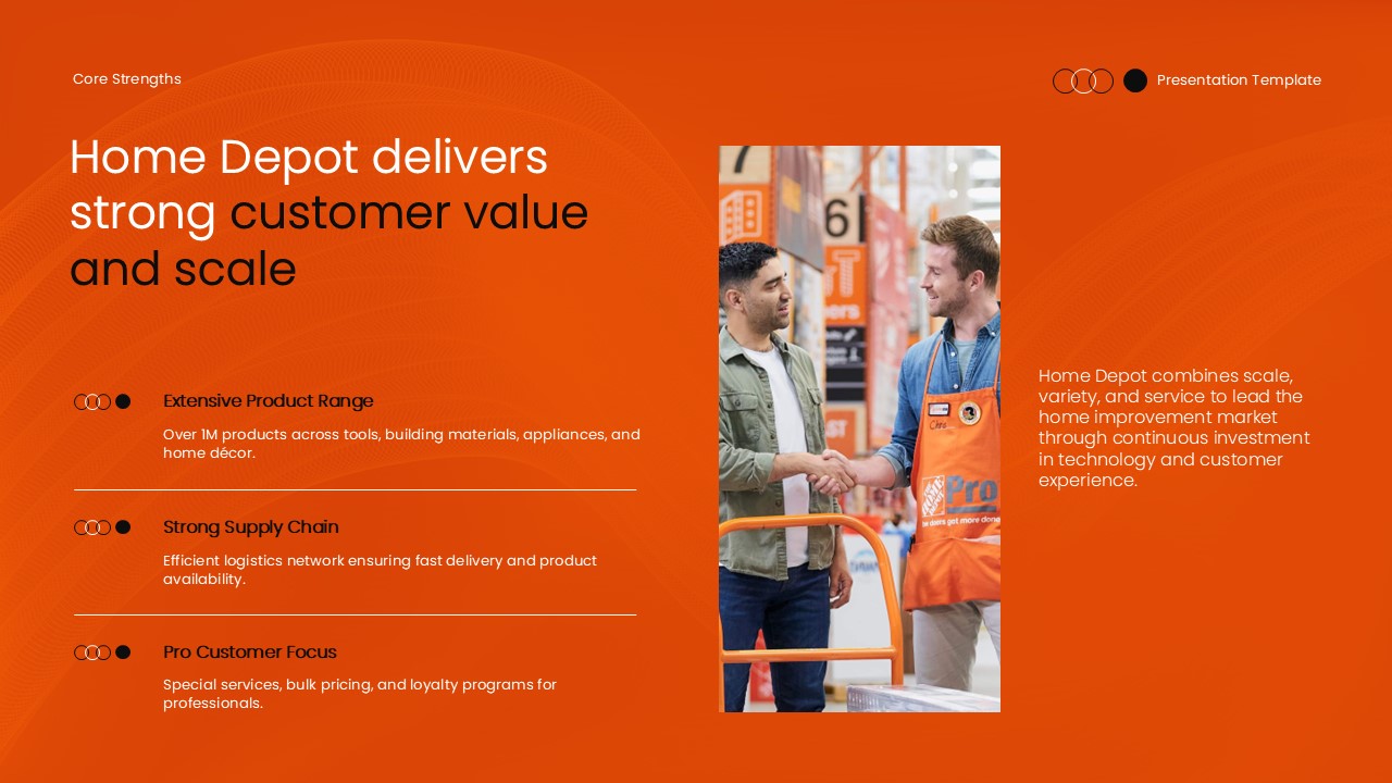 Home Depot core strengths - product range and supply chain template