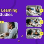Hybrid Learning Template - case studies slide with real-world examples across education levels