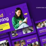 Hybrid Learning Template - presentation overview with purple slides in 3D perspective layout