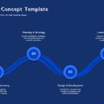 Ink Timeline Concept Template - Blue timeline slide to visualize 4-phase project workflow from research to launch