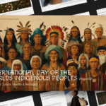 International Day of World Indigenous People Template - Cover slide with historical illustrations and earth tones