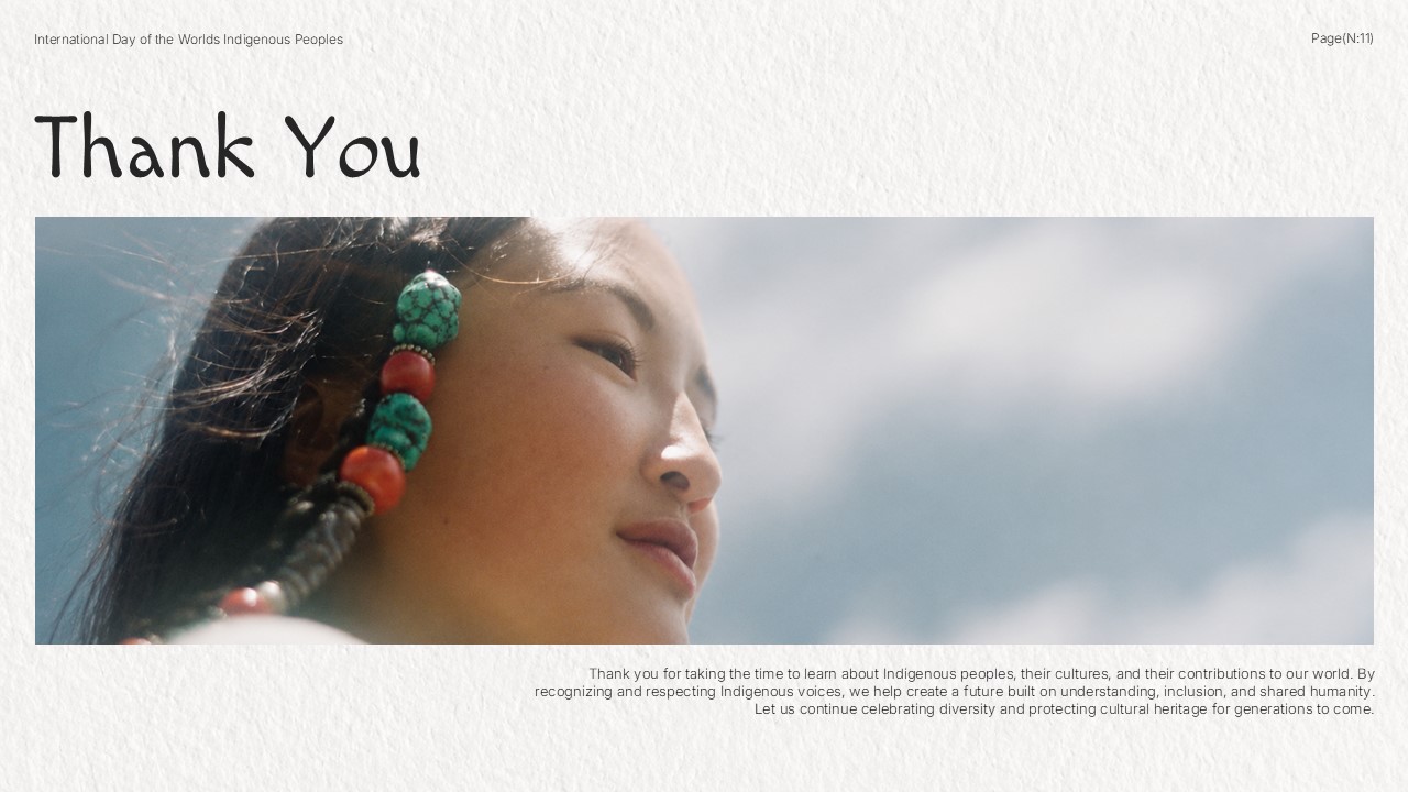 Indigenous Thank You Template - Conclusion slide with young woman in turquoise jewelry and gratitude text