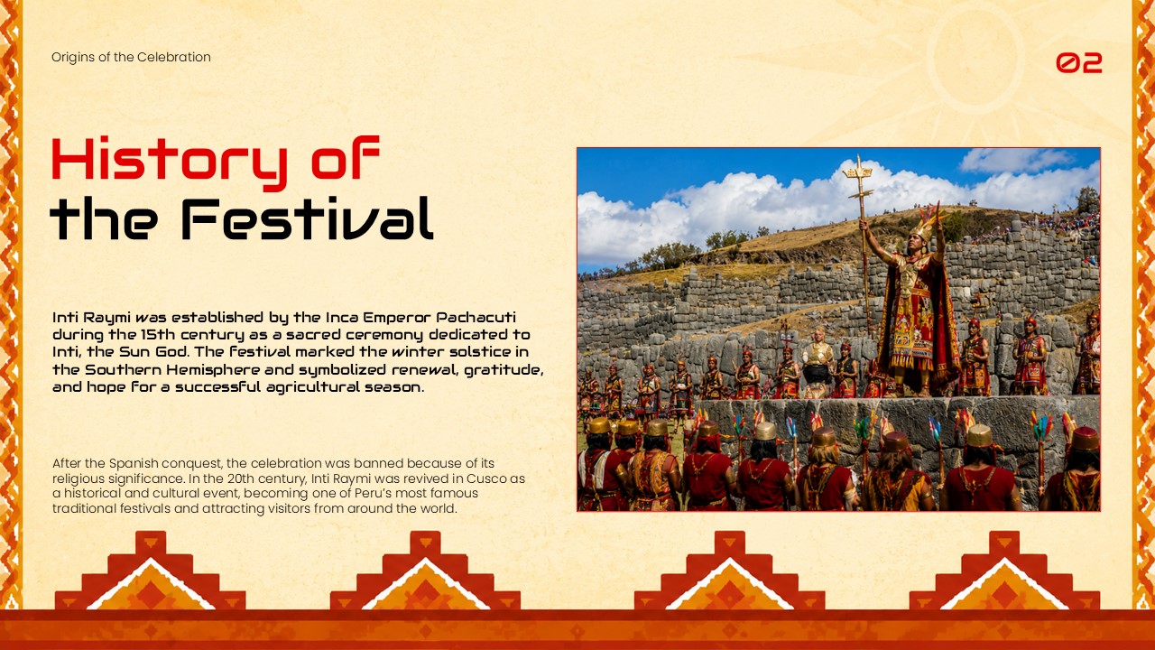 Inti Raymi Festival Template - History slide with Sacsayhuamán fortress