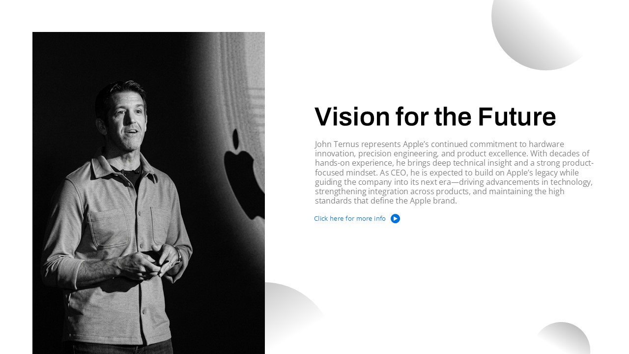 John Ternus Template - Vision slide to present executive future goals and strategic direction